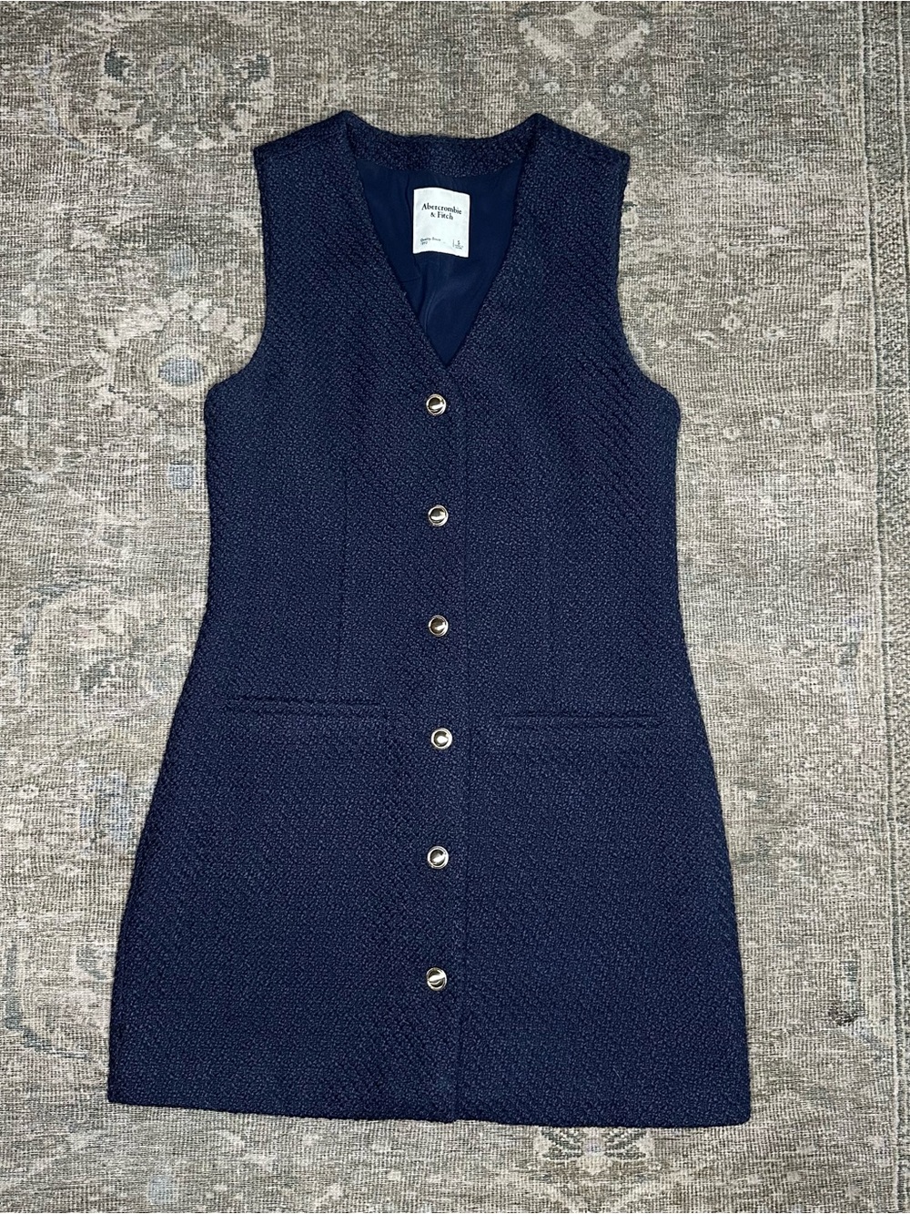 Abercrombie Fitch Mara Tweed Vest Mini Dress Navy Size Small